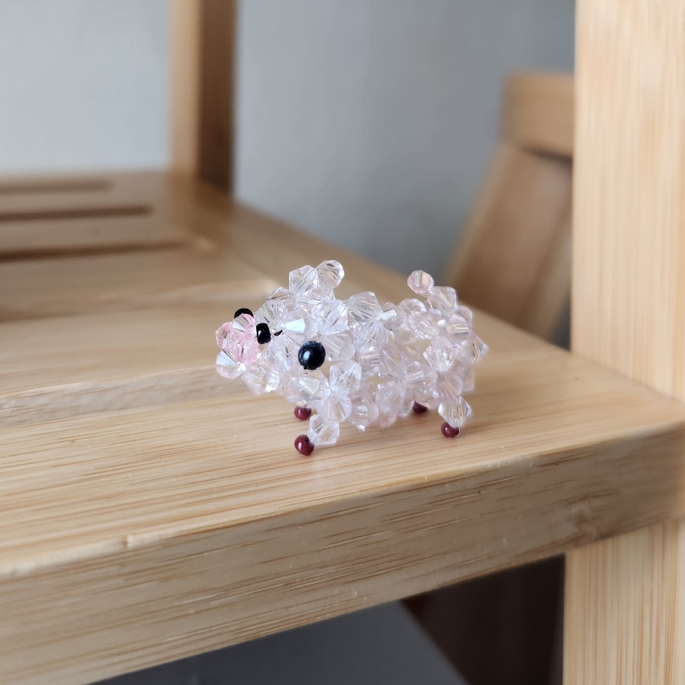 Handmade pink beaded piggy ( I made it myself)